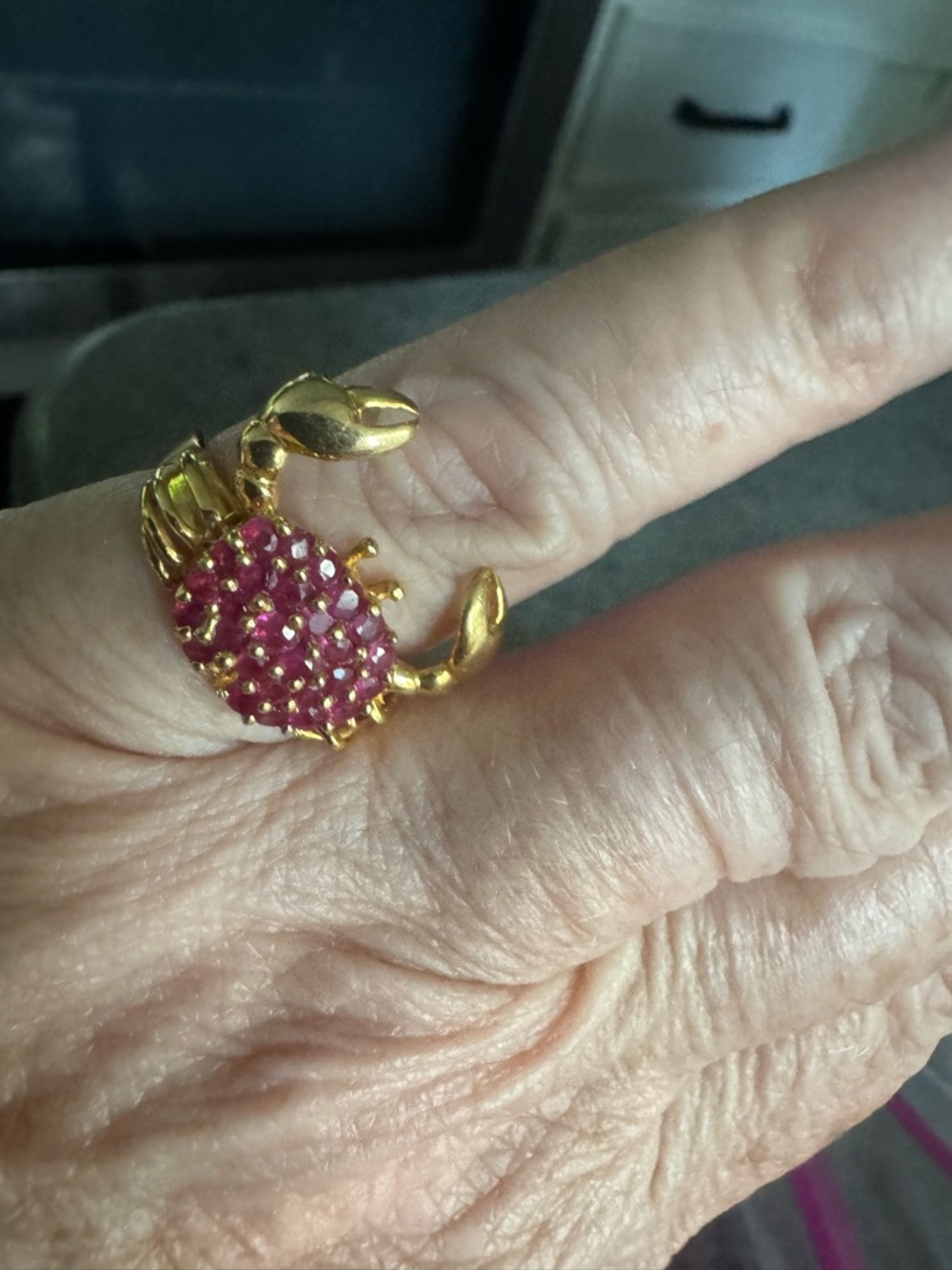 14K Gold Ruby Crab Ring